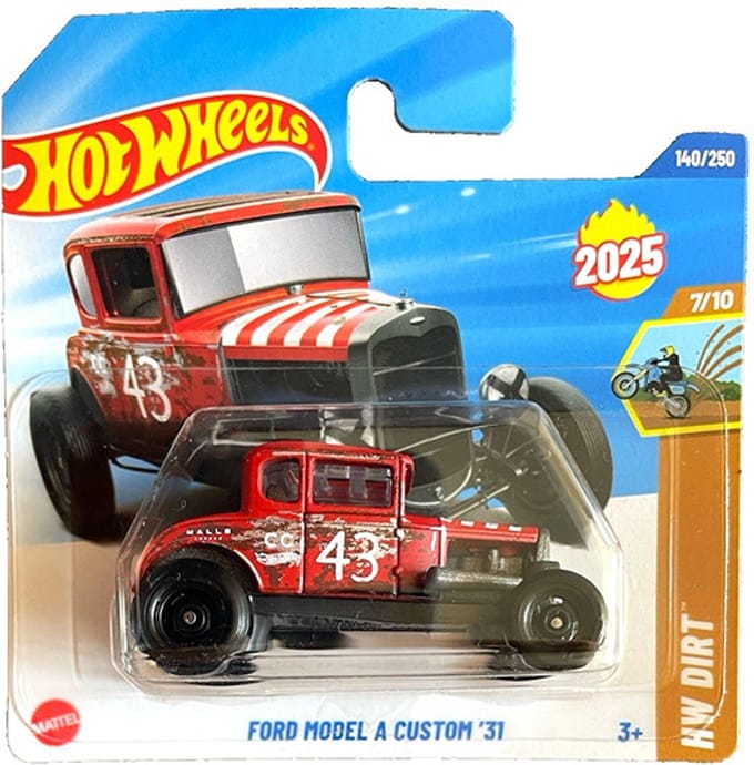 HOT WHEELS FORD MODEL A CUSTOM '31 RED MATT 140/250 HW DIRT 7/10 SHORT CARD 2025