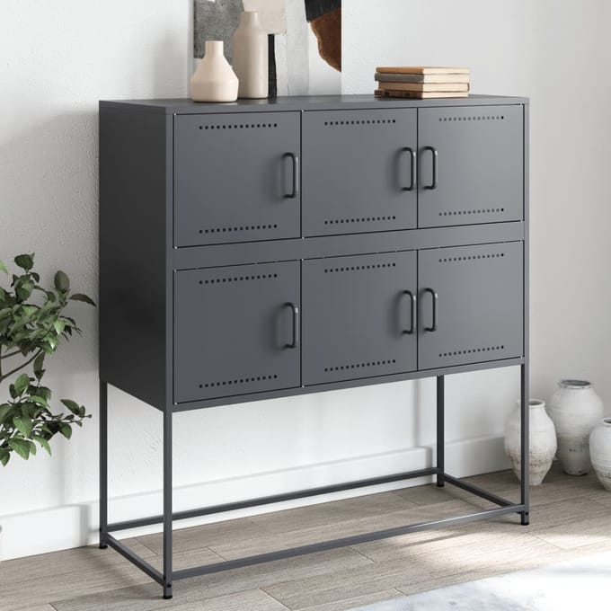 vidaXL - Dressoir - 100,5x39x107 - cm - staal - antracietkleurig