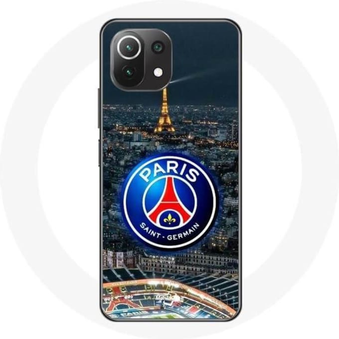 Hoesje - Xiaomi - Mi 11 Lite - Flexibel - Wit - PSG Logo Stadion Nacht Eiffeltoren