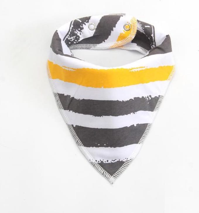 JillyBee - Slab - Slabbetje - Slabber - Bandana - Gestreept - Grijs - Geel - Okergeel - Wit