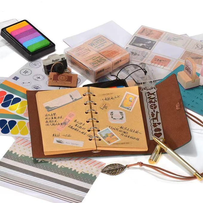 Retro creatief blad kraftpapier handboek notitieboek notitieblok student schets schilderen draagbaar Donker black
