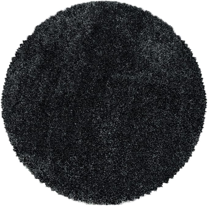 Extra hoogpolig vloerkleed Fluffy - rond - antraciet - 160x160 cm