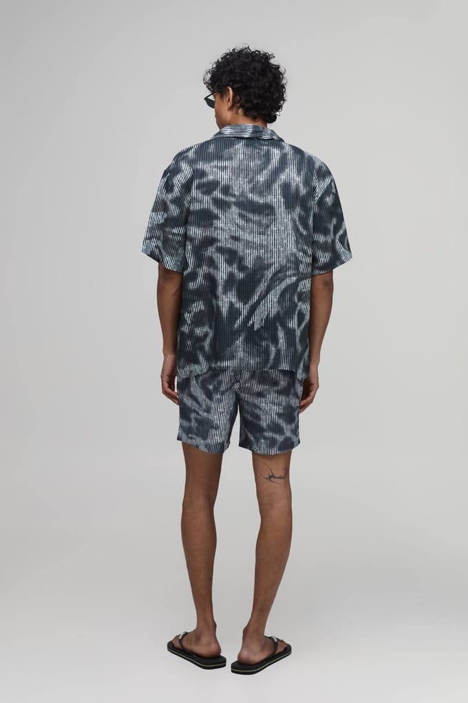 Oversized Overhemd Met Abstracte Print En Reverskraag | Black | Size Medium