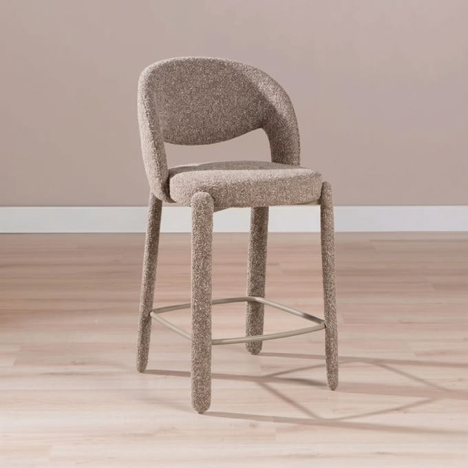 Bronx71® Barkruk June bouclé bruin 70 cm - barstoel