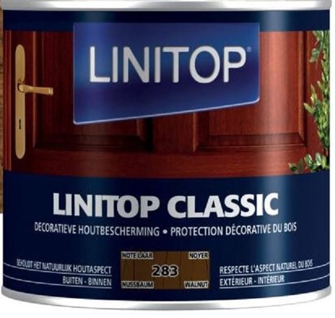Linitop Classic - Beits - Decoratieve beschermende beits  - Notelaar - 283  - 0,50 L