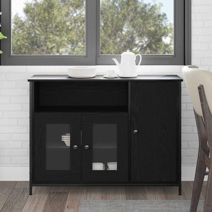 vidaXL - Dressoir - Zwart - Eiken - 100 - x - 35 - x - 75 - cm