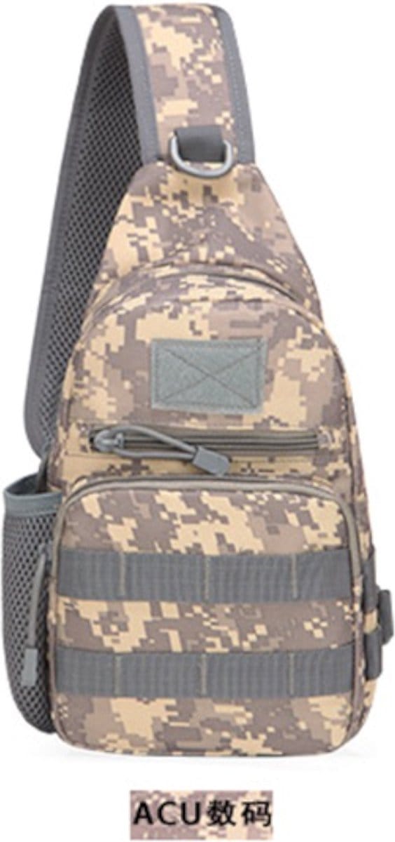 T24-B05 : M2 Sling- schouder- buik- rug- draag- tas, ACU grijs
