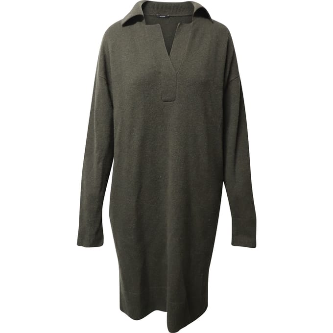Joseph oversized gebreide jurk van donkergroene wol.
