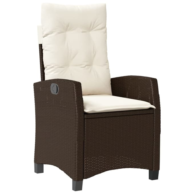 vidaXL - 5-delige - Tuinset - met - kussens - poly - rattan - bruin