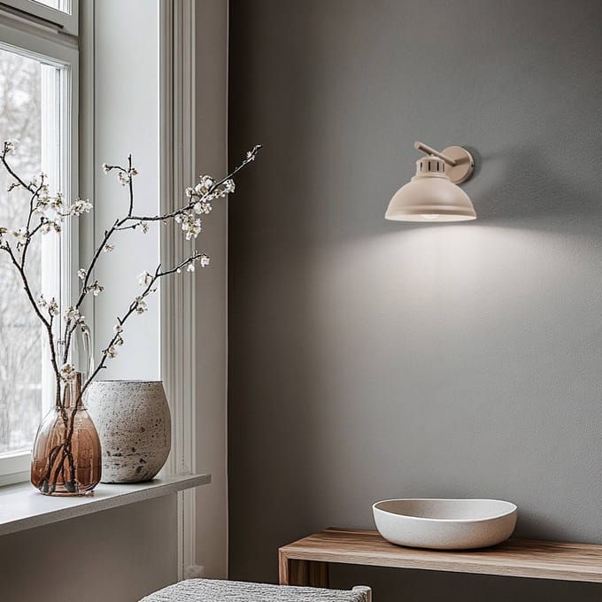 Luminex Wandlamp Sven, 1-lamp, beige, staal