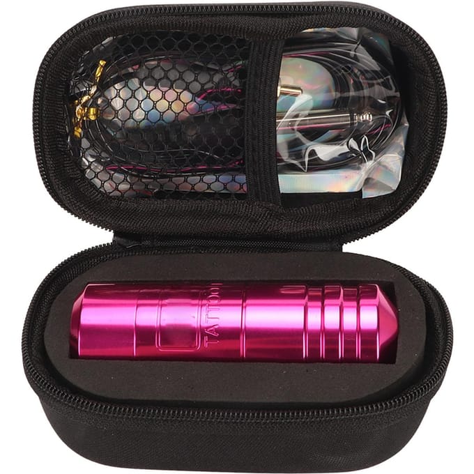 Rotary Tattoo Pen RCA Interface Verstelbare Naaldslag Korte Tattoo Machine Pen met Clipkoord Roze black