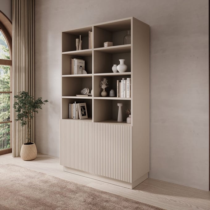 Meubella - Lucera - Boekenkast - Beige - 100x42x173 cm