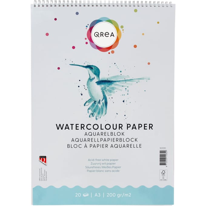 Aquarelblok Qrea A3 20 vel 200gr spiraal