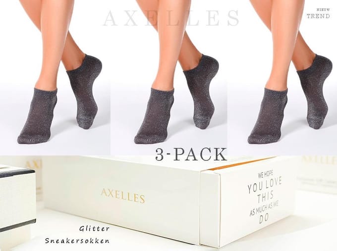 3-paar glitter sneakersokken Dames Geschenkset Maat 36/37