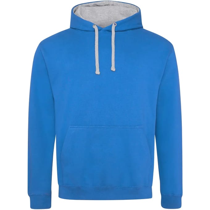Just Hoods Varsity Hoodie JH003 - SAPPHIRE BLUE/HEATHER GREY - M