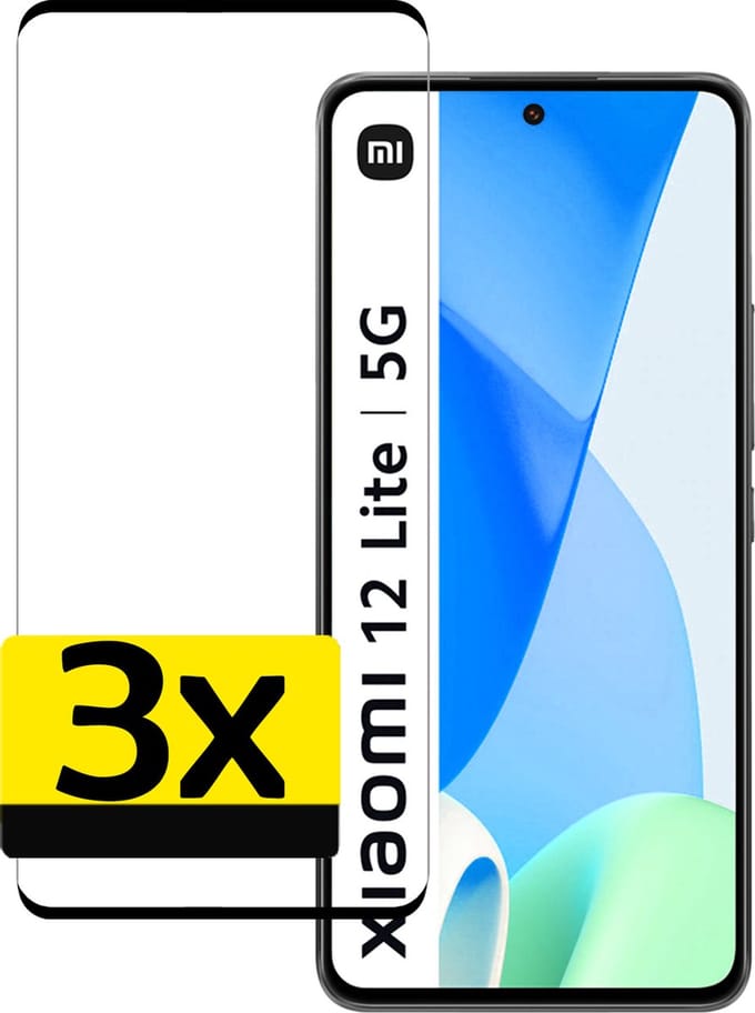 Screenprotector - Geschikt voor Xiaomi 12 Lite - 3 Stuks - Full Cover - Beschermglas - Gehard Glas - Tempered Glass - Screen Protector