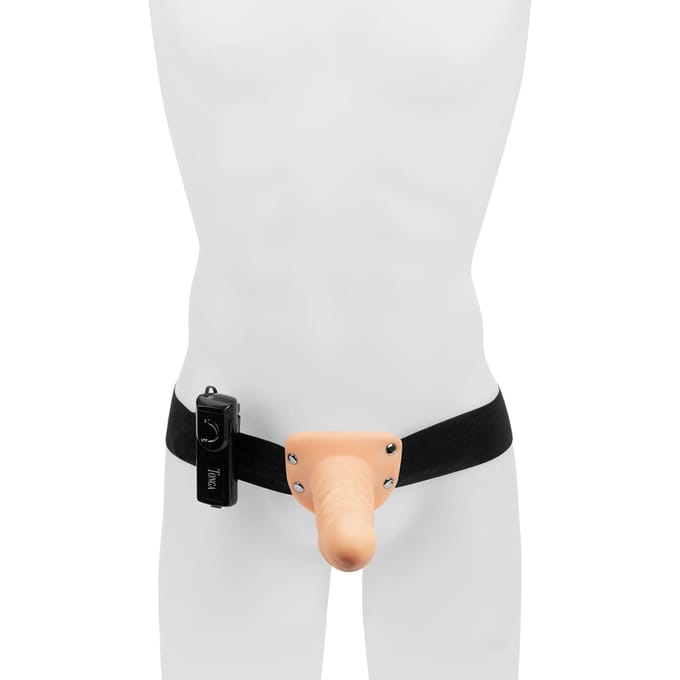 Realistische Holle Strap-On Vibrator - beige
