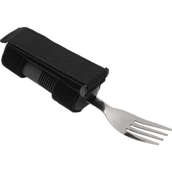 Adaptief Eetgerei met Verstelbare Handriem Handvat Roestvrij Staal Adaptieve Eetvork black