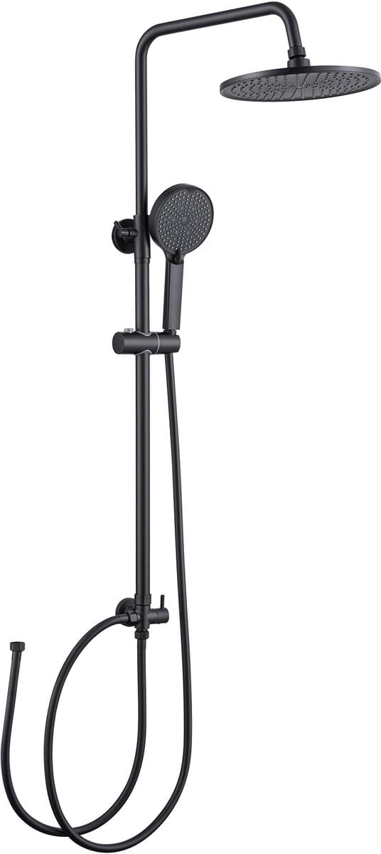 DERW MAX Douchesysteem - Regendouche Ø25CM - Handdouche Ø12CM - Handdouche met 4 Functions - Zwart