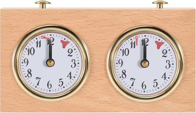 Schaakklok - Digitale Timer - Wedstrijd Spelen - Houten Design - 19 x 11 x 7 cm - Houtkleur