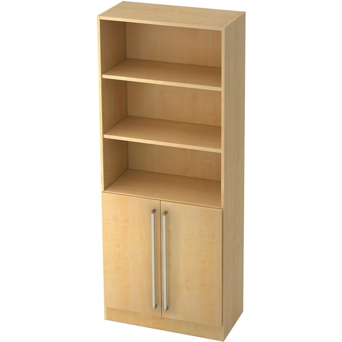 TARVIS combi-boekenkast, 5 OH, 3 open vakken + 2 deuren met greep, B 800 x D 420 x H 2004 mm, ahorndecor