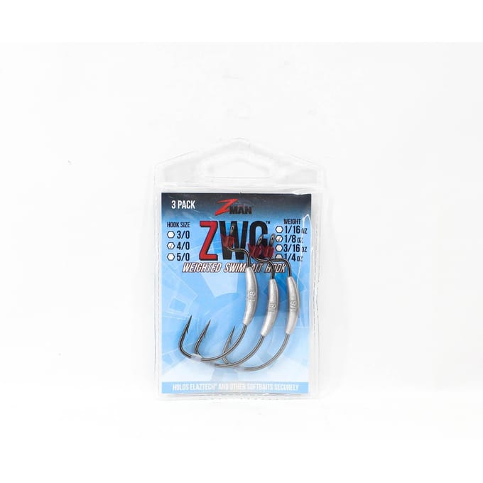 Hameçon pour ver Swimbait lesté Zman ZWG 1/8 oz 4/0 3/paquet (7190) white