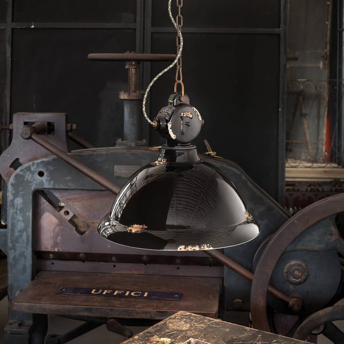 Ferroluce Hanglamp C1710 van keramiek, zwart