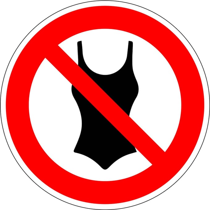 Badkleding verboden bord - kunststof 100 mm