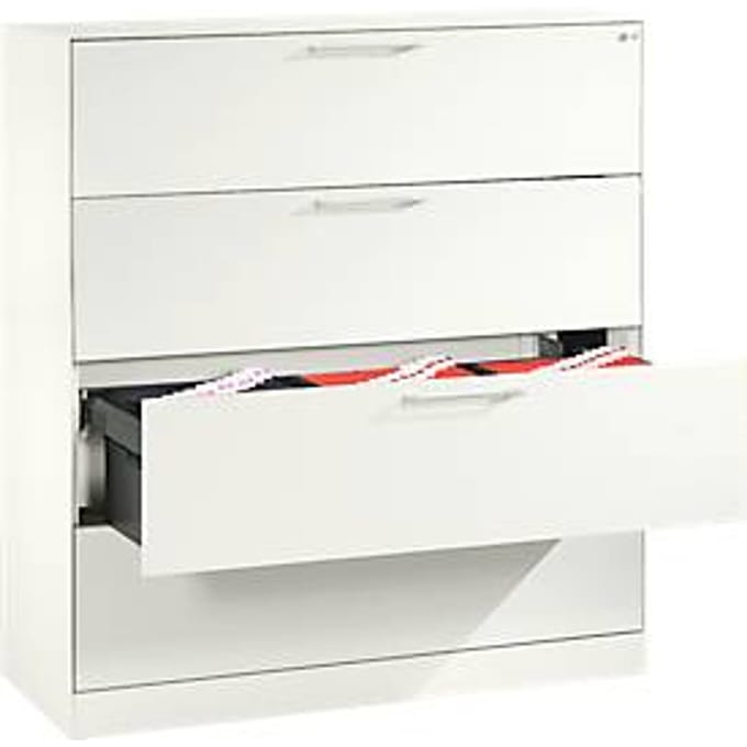 Hangmappenkast Asisto C 3000, 4 schuifladen, 3 rijen, B 1200 mm, wit/wit