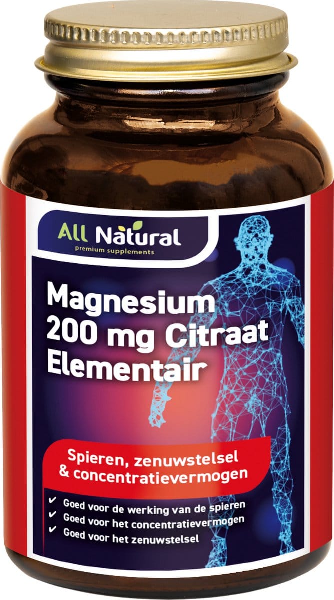 All Natural Magnesium citraat 400mg (60 tabletten)