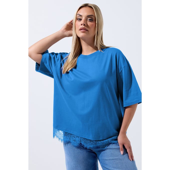 Limited Collection Kobaltblauw Tshirt Met Kanten Zoom Size 42