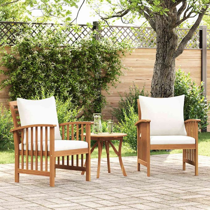 vidaXL - Tuinstoelen - 2 - st - met - kussens - massief - acaciahout