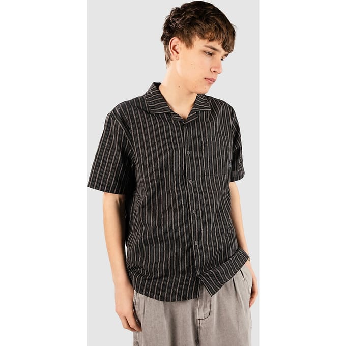 Blue Tomato Striped Linen Shirt zwart
