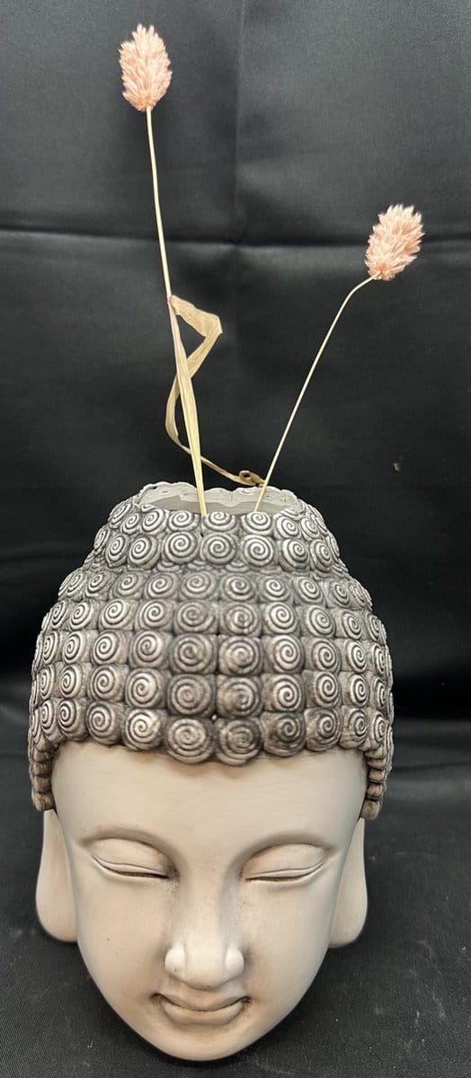 Decoratieve Boeddha - wit - hoogte 13 cm x 10 x 7 cm - polyresin - Woonaccessoires - Decoratieve beelden