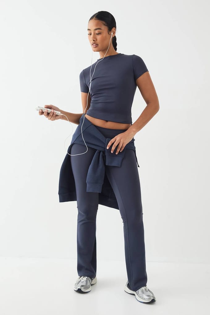 Dames DSGN Studio Ultra Sculpt Geplooid Zijkant Uitlopende Legging | Midnight Blue | Maat: Medium