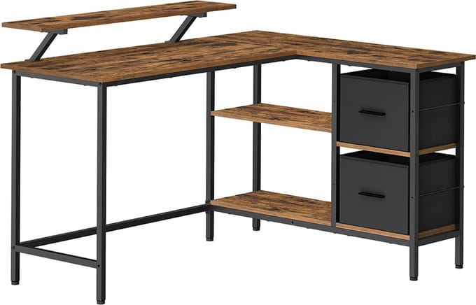 L –vormig bureau – Met 2 laden 135 x 105 cm