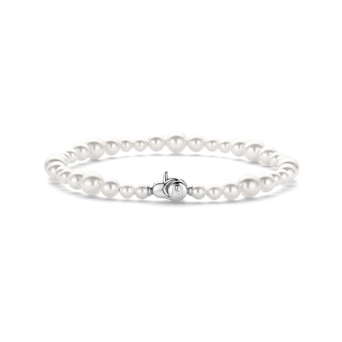 TI SENTO Dames Armband - 925 zilver - Wit parel - Maat M - 23074PW