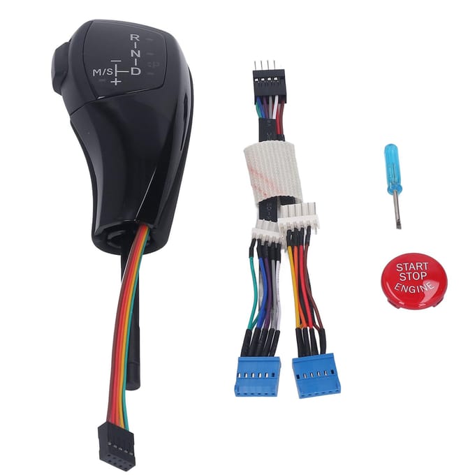 Kit de cache de bouton de démarrage moteur rouge de pommeau de levier de vitesse LED pour Série 6 E63 E64 Pré-facelift 2004-2006 Noir brillant black