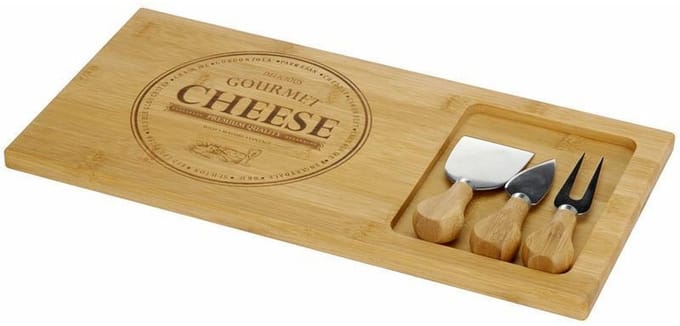 TakeTokio Bamboe Kaasplank met 4 Messen