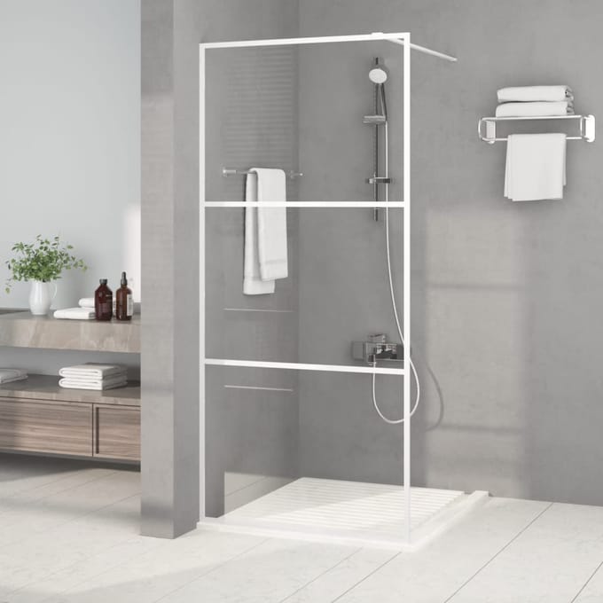 vidaXL - Inloopdouchewand - 90x195 - cm - transparant - ESG-glas - wit