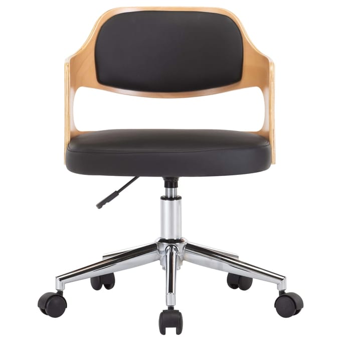 vidaXL Eetkamerstoelen draaibaar 2 st gebogen hout en kunstleer zwart