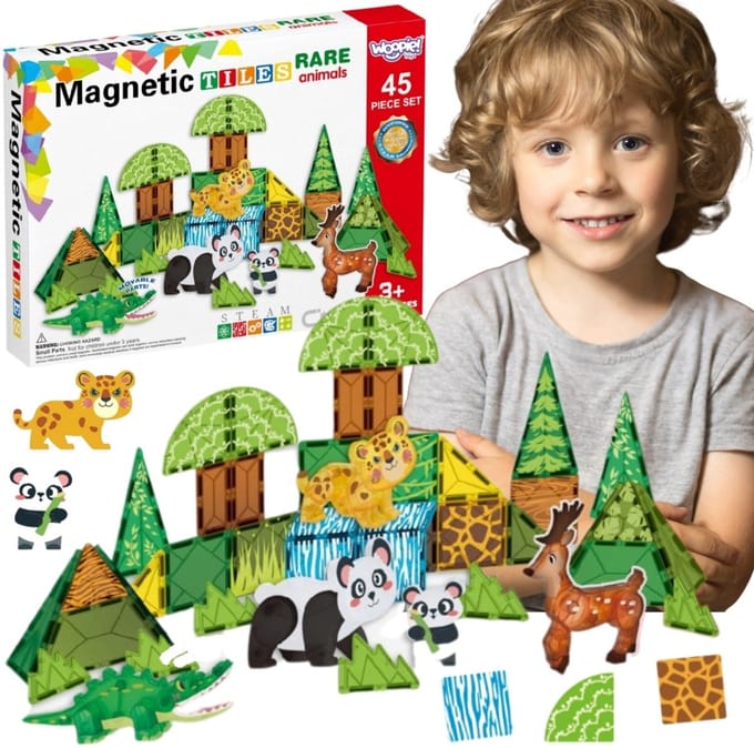 Woopie magnetische constructieblokken 3D educatieve set zeldzame dieren 45st. - UNI