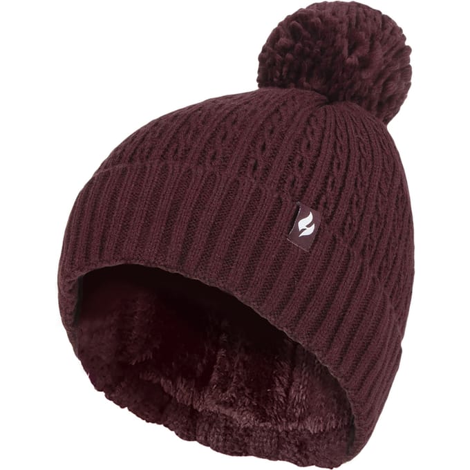 Heat Holders - Thermische muts voor dames met pompon - Wijn