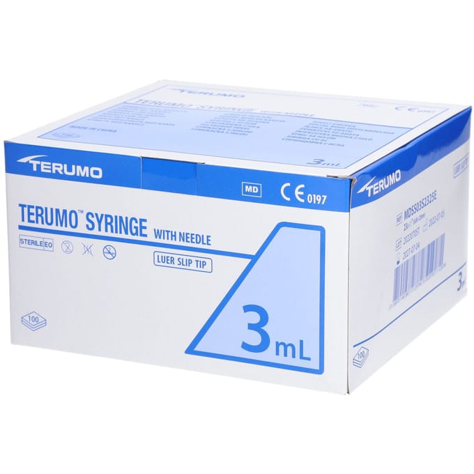 Terumo™ Seringue 3 ml avec Aiguille 23 g - 25 mm x 6 100 Canule