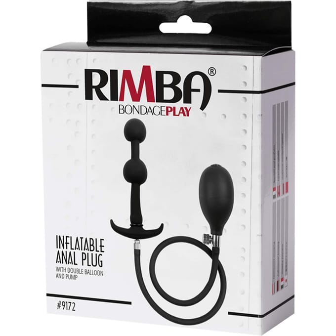 Rimba - Opblaasbare Anaalplug met Dubbele Ballon en Pomp - Siliconen - Zwart