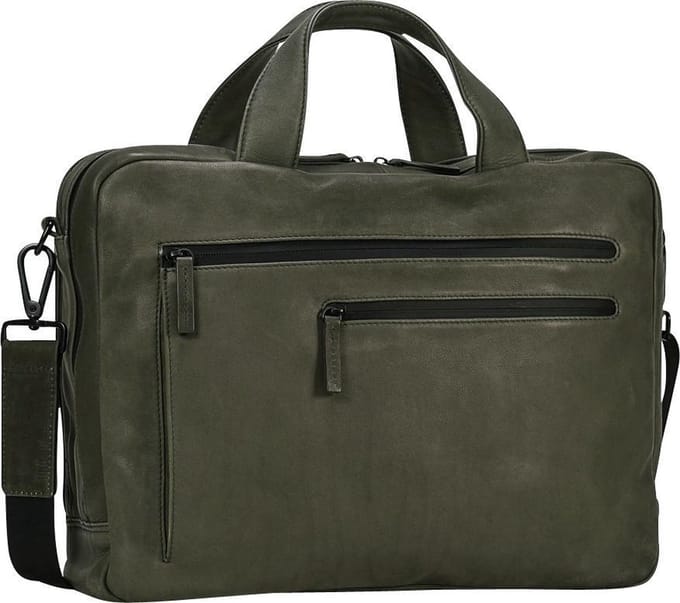 Leonhard Heyden Den Haag laptoptas 2-vaks 15 inch - Olijf