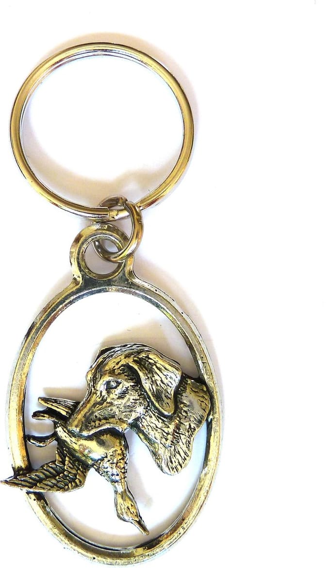 Sleutelhanger Jachthond met Eend - Jachtsleutelhanger Hond Apporteert Buit Natuur Cadeau Jagen