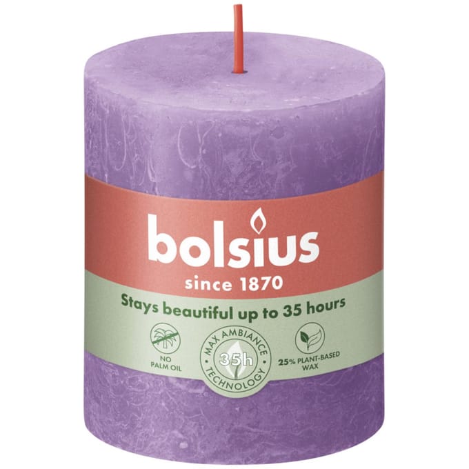 Bolsius Stompkaars Vibrant Violet Ø68 mm - Hoogte 8 cm - Violet - 35 Branduren