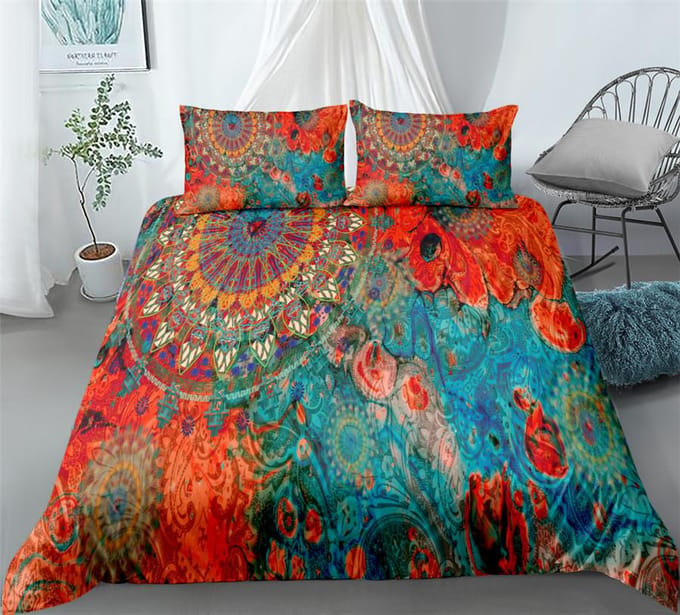 Zwarte Mandala Boho Dekbedovertrek Set King Queen Double Full Twin Eenpersoons Maat Bedlinnen Set EU Double(200*200cm)3pcs