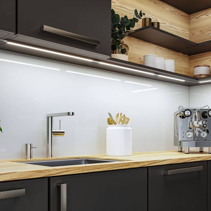LED-onderkastverlichting Inline Startersset Tunable White 2x4W 350x26 mm 2x350lm 230/24V Chroom mat